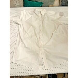 Stafford Dress Shirt Mens 18 36/37 Solid White Broadcloth Cotton Blend Reg Fit